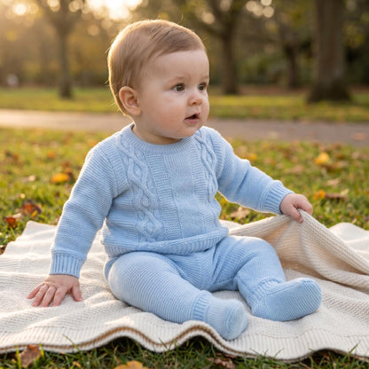 Baby Boys Blue Knit Two Piece Set
