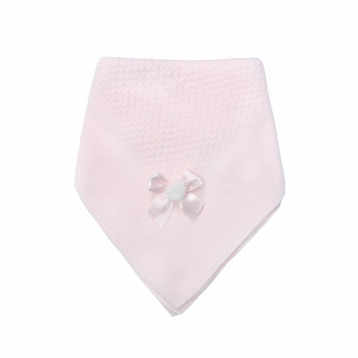 Spanish Pink Knitted Shawl with Fur Pom