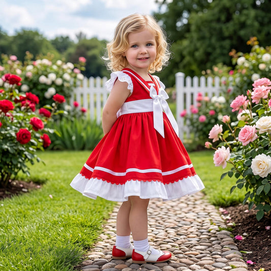 Baby Girls Red Sailor Puff Ball Dress