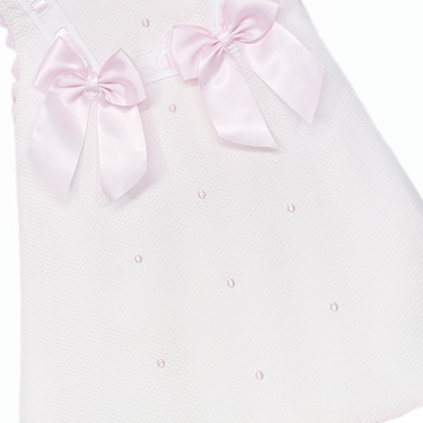 Baby Girls Pink Waffle A-Line Dress with Satin Bow