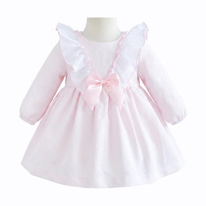 Baby Girls Pink Waffle Big Frilly Collar Dress