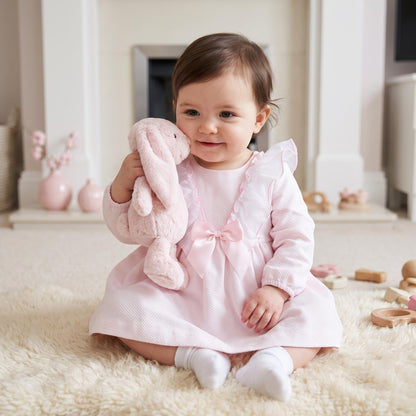 Baby Girls Pink Waffle Big Frilly Collar Dress