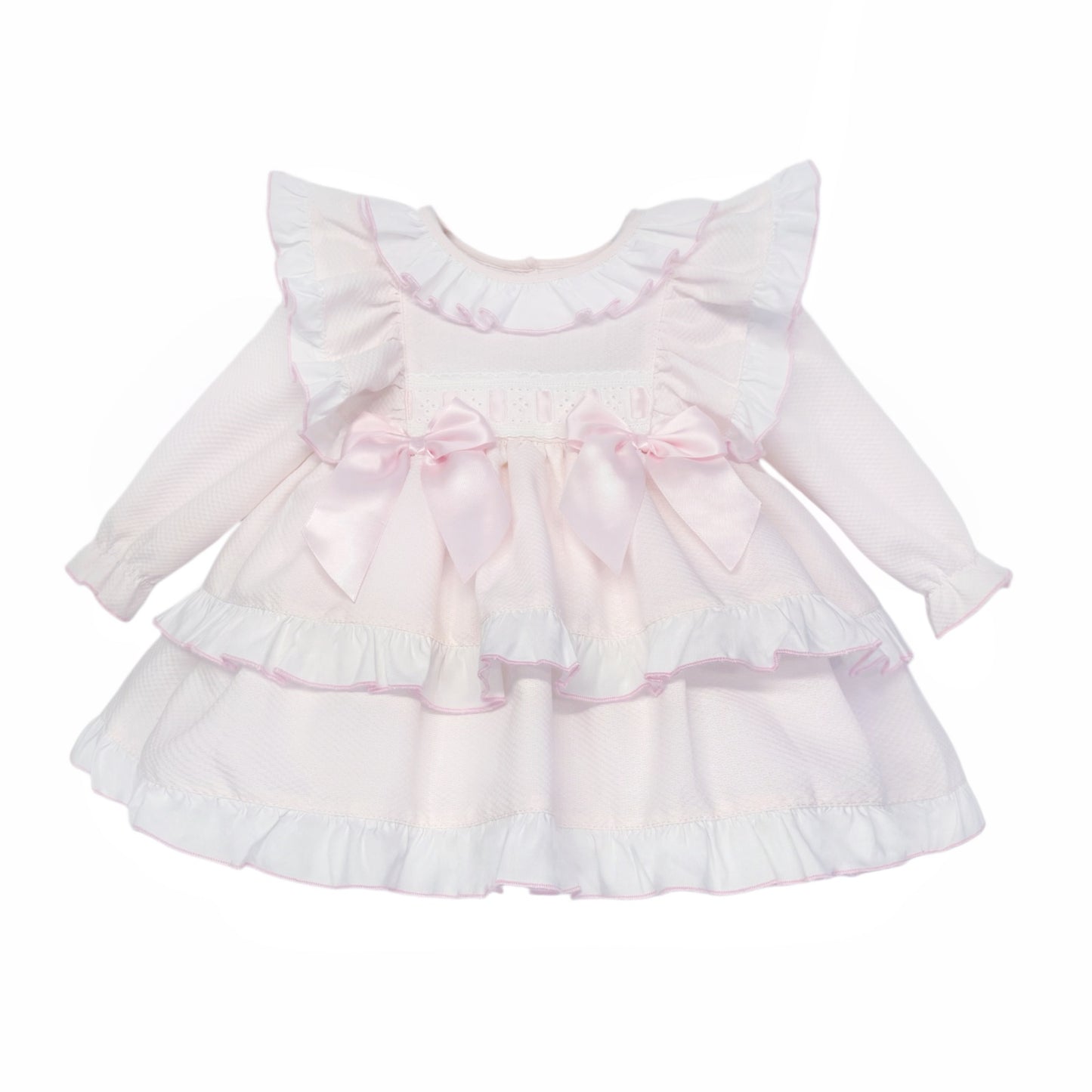 Baby Girls Pink Spanish Pique Puff Ball Dress