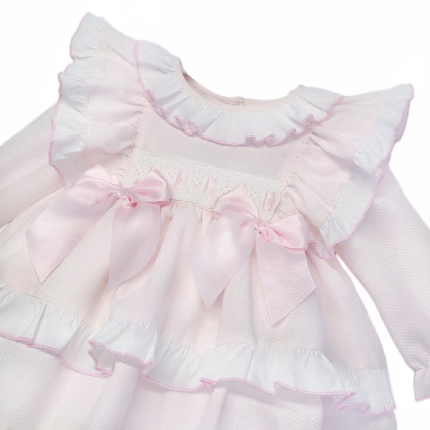 Baby Girls Pink Spanish Pique Puff Ball Dress