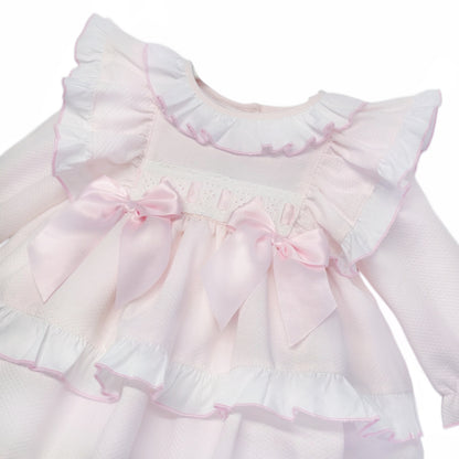 Baby Girls Pink Spanish Pique Puff Ball Dress