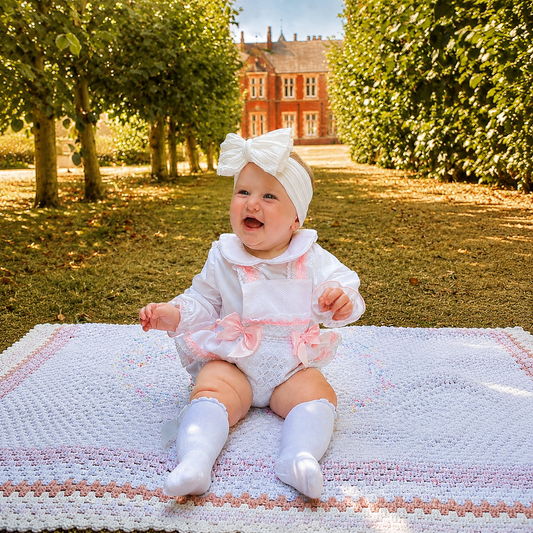Baby Girls Pale Pink Broderie Romper and White Shirt Set