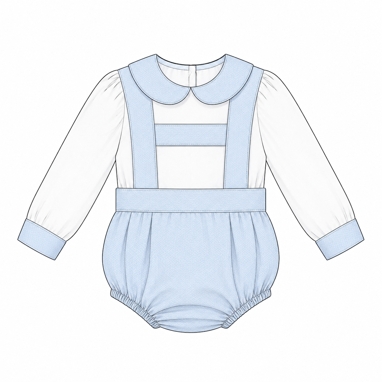 Baby Boys Pale Blue Pique Bubble Romper and Shirt Set