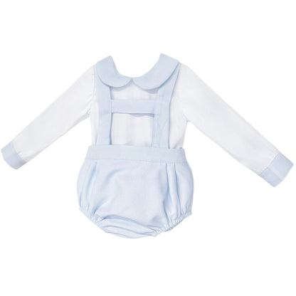 Baby Boys Pale Blue Pique Bubble Romper and Shirt Set, product photo alternate view
