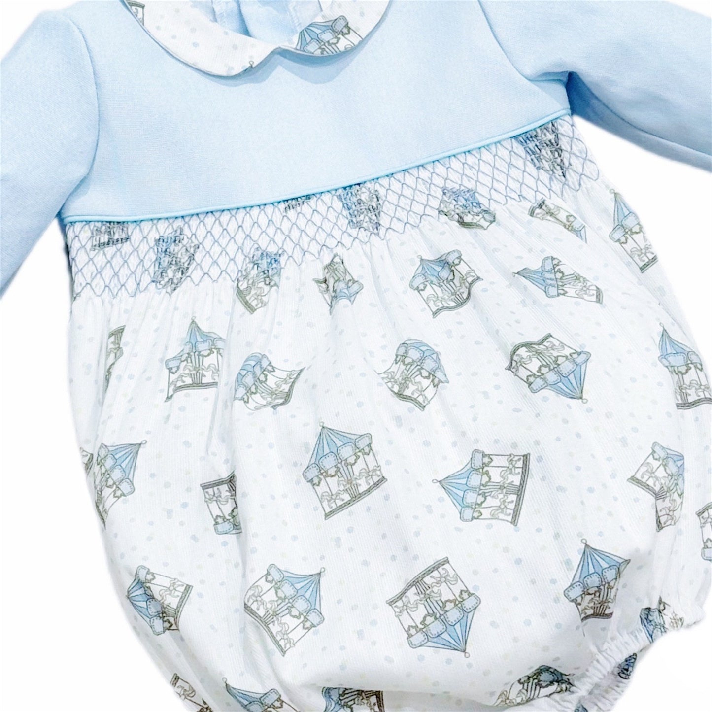 Baby Boy Blue Rocking Horse Print Romper