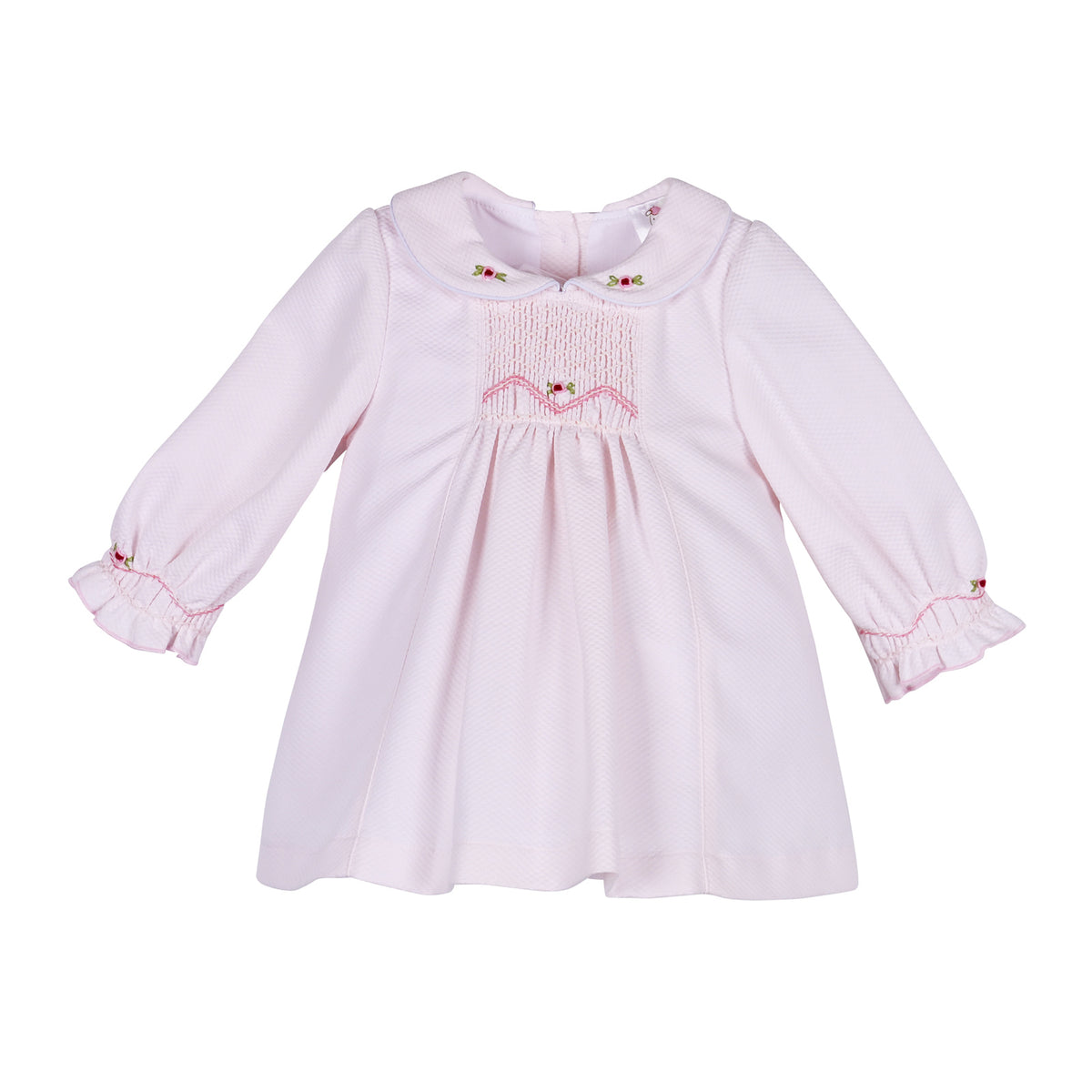 Baby Girls Pink Waffle Smocked Rosebud Dress