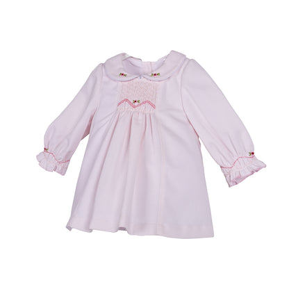 Baby Girls Pink Waffle Smocked Rosebud Dress