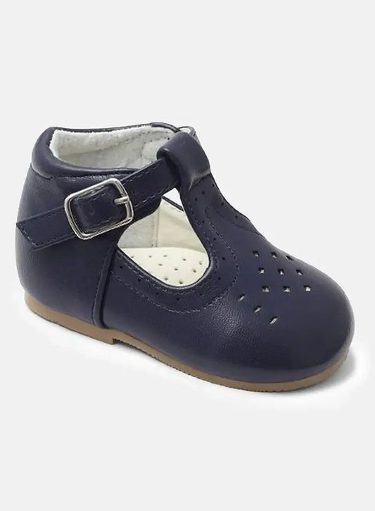 Baby Boys Navy Matt T-Bar Shoes