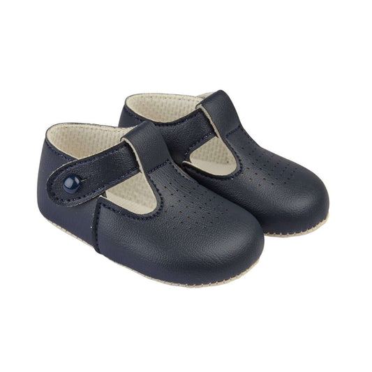 Baby Boys T-Bar & Punch Detail Patent Pram Shoes by Baypods