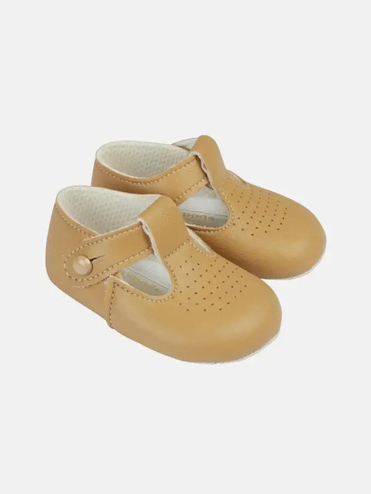 Baby Boys T-Bar & Punch Detail Patent Pram Shoes