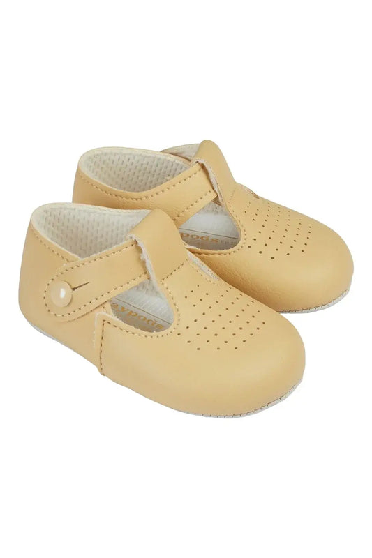Baby Boys T-Bar & Punch Detail Patent Pram Shoes by Baypods