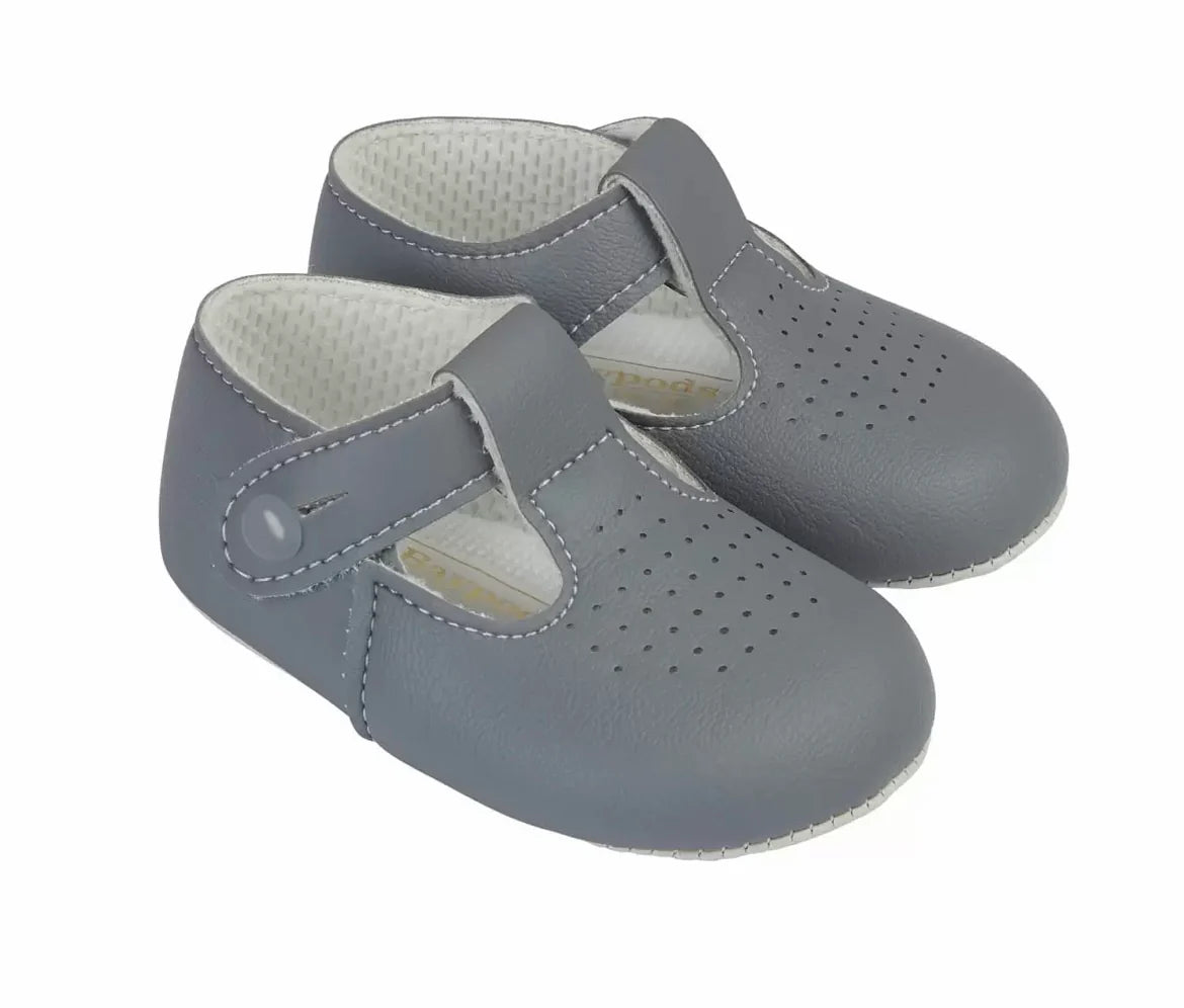 Baby Boys T-Bar & Punch Detail Patent Pram Shoes