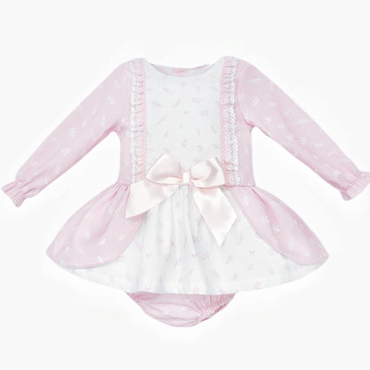 Baby Girl Pink Floral Lacey Dress with Pants