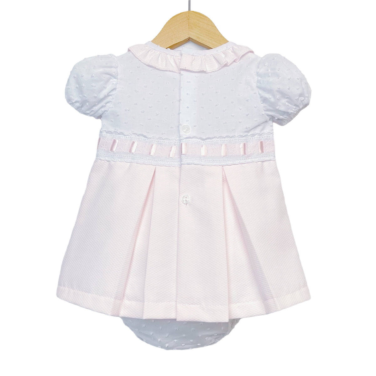 Girls Pink and White Bow Dress with Pants