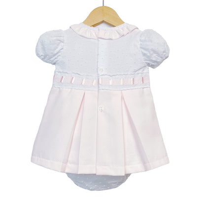 Girls Pink and White Bow Dress with Pants