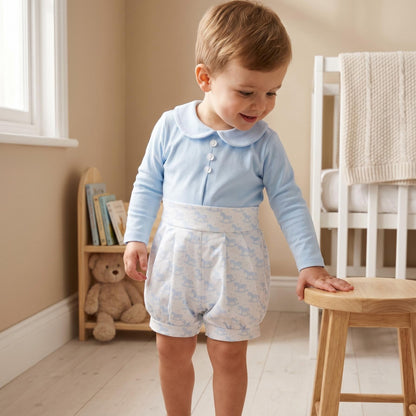 Baby Boys Blue Rocking Horse Print Top & Trousers Set