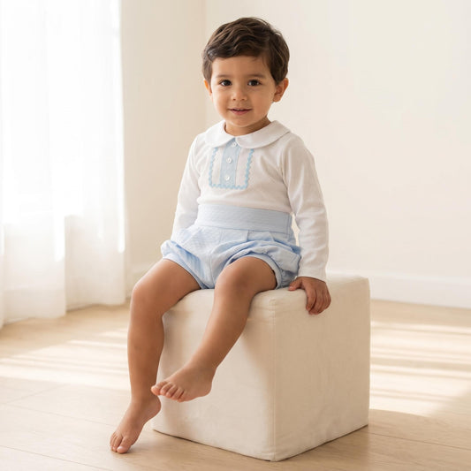 Baby Boys Blue Waffle Jam Pants Set