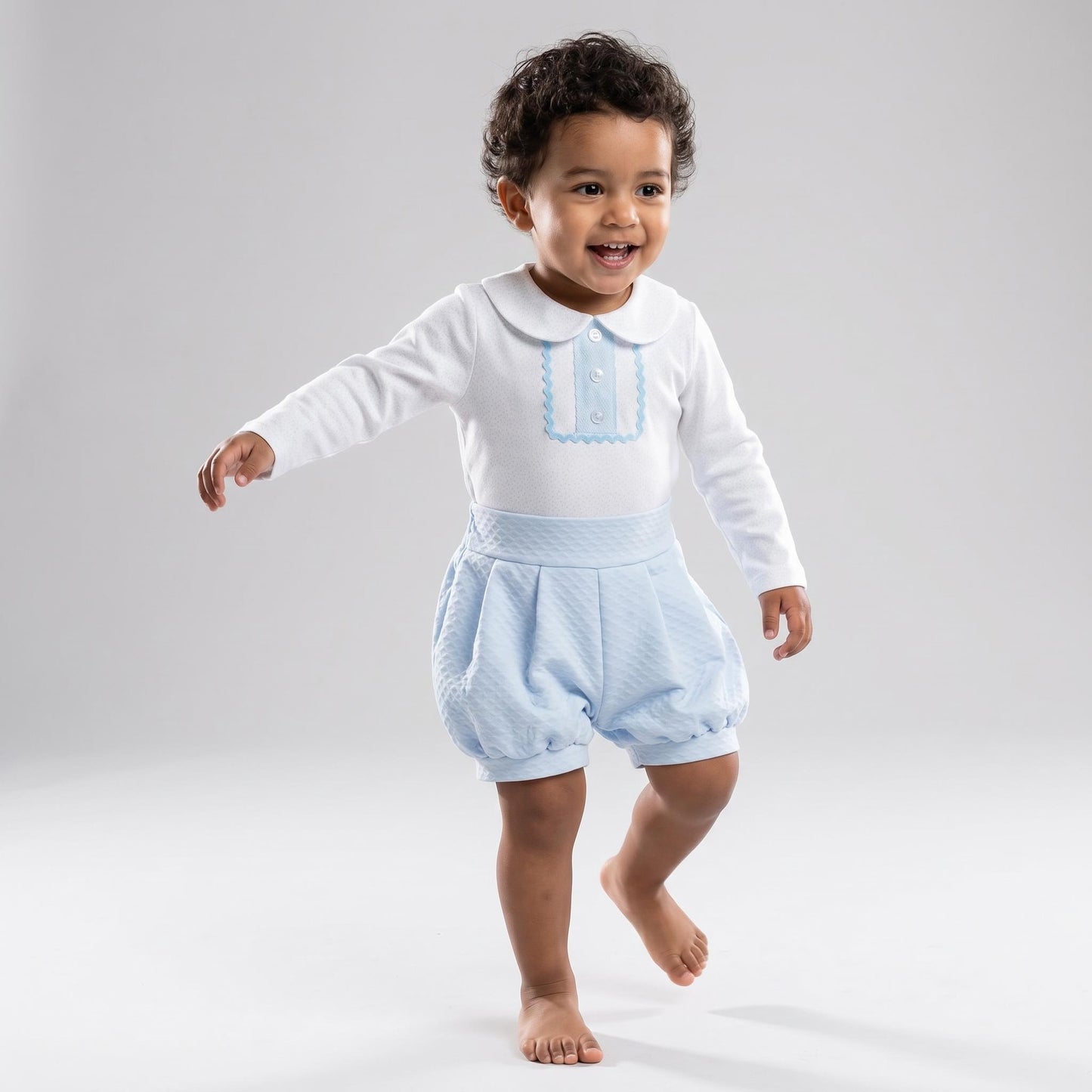 Baby Boys Blue Waffle Jam Pants Set