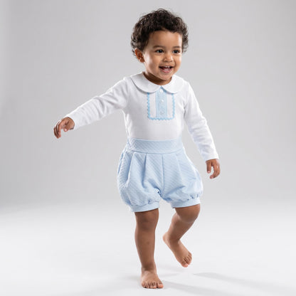 Baby Boys Blue Waffle Jam Pants Set