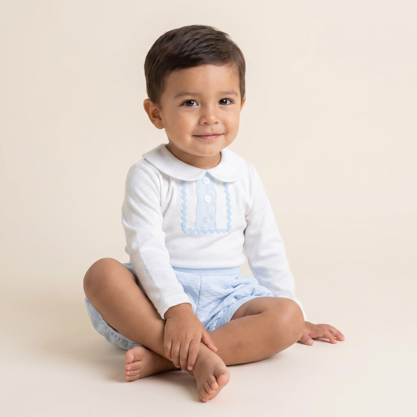 Baby Boys Blue Waffle Jam Pants Set