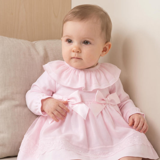 Baby Girls Pink Puffball Tulle Dress & Pants Set