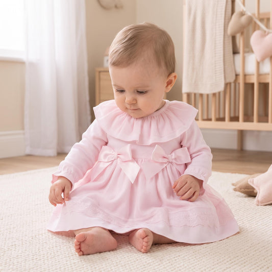 Baby Girls Pink Puffball Tulle Dress & Pants Set