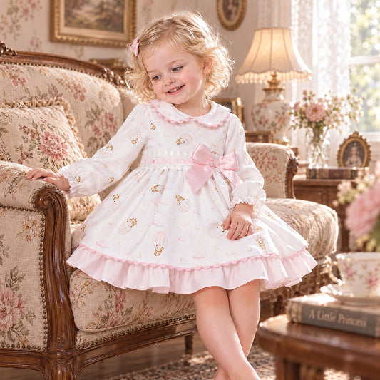 Baby Girls Pink Teddy Puff Dress & Bloomers