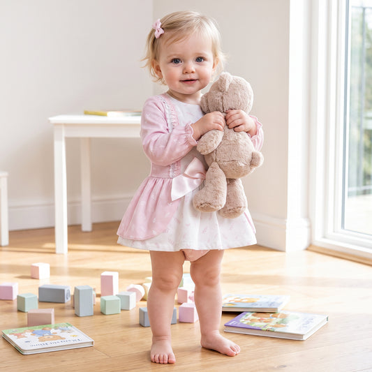 Baby Girl Pink Floral Lacey Dress with Pants