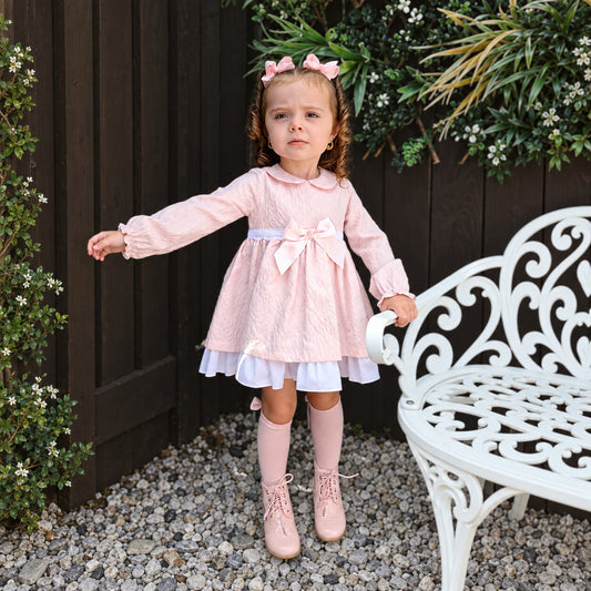 Baby Girls Pink Soft Cozy Puff Ball Dress With Pants