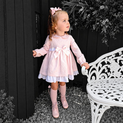 Baby Girls Pink Soft Cozy Puff Ball Dress With Pants