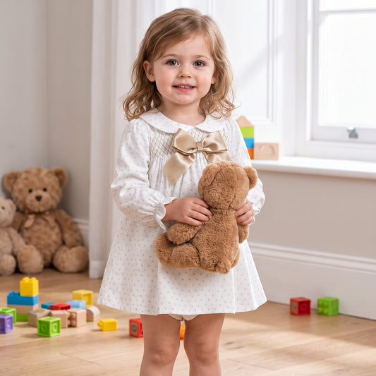 Baby Girls Camel Love Smock Dress With Pants
