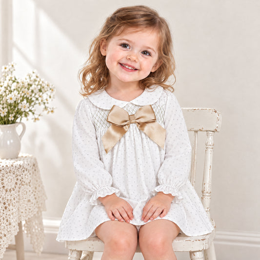 Baby Girls Camel Love Smock Dress With Pants