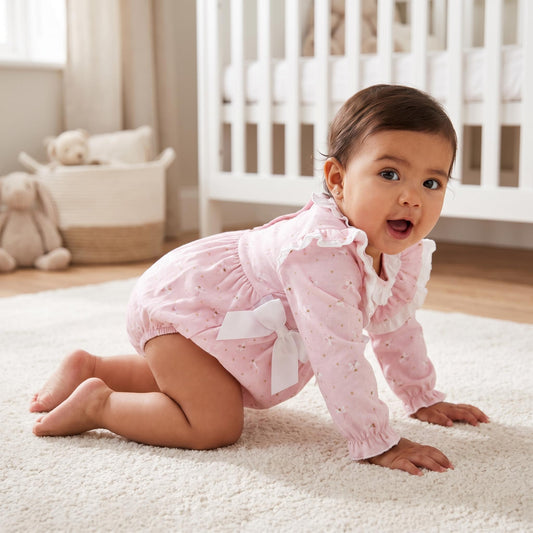 Baby Girls Pink Fairy Frilly Shoulder Romper