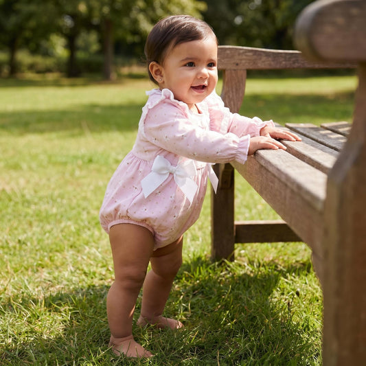 Baby Girls Pink Fairy Frilly Shoulder Romper