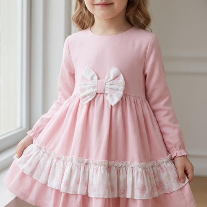Baby Girls Pink Rose Puff Ball Dress with Bloomers