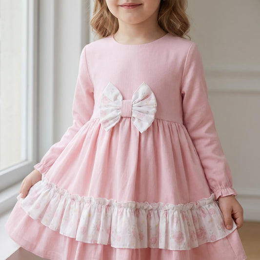 Baby Girls Pink Rose Puff Ball Dress with Bloomers