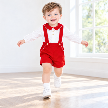 Baby Boy Cozy Winter Cotton Brace Shorts with Shirt
