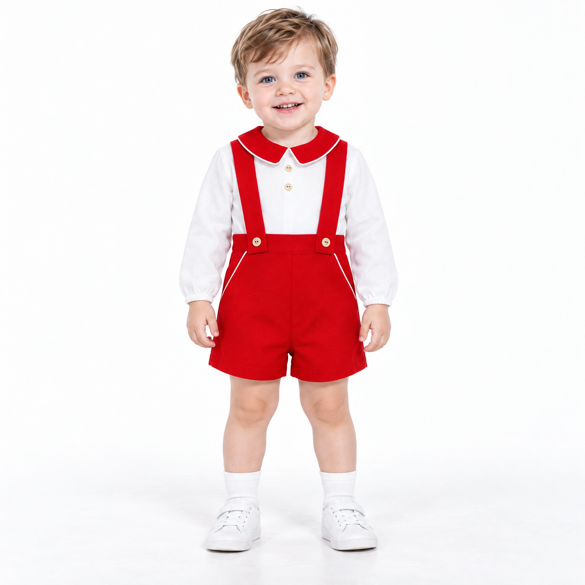 Baby Boy Cozy Winter Cotton Brace Shorts with Shirt
