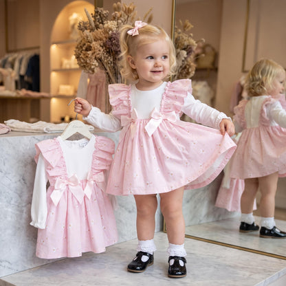 Baby Girls Pink Frilly Puff Sleeve Dress & Bloomers