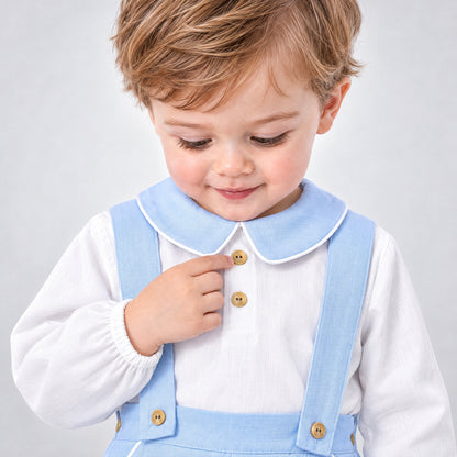 Baby Boy Blue Cozy Winter Cotton Brace Shorts with Shirt