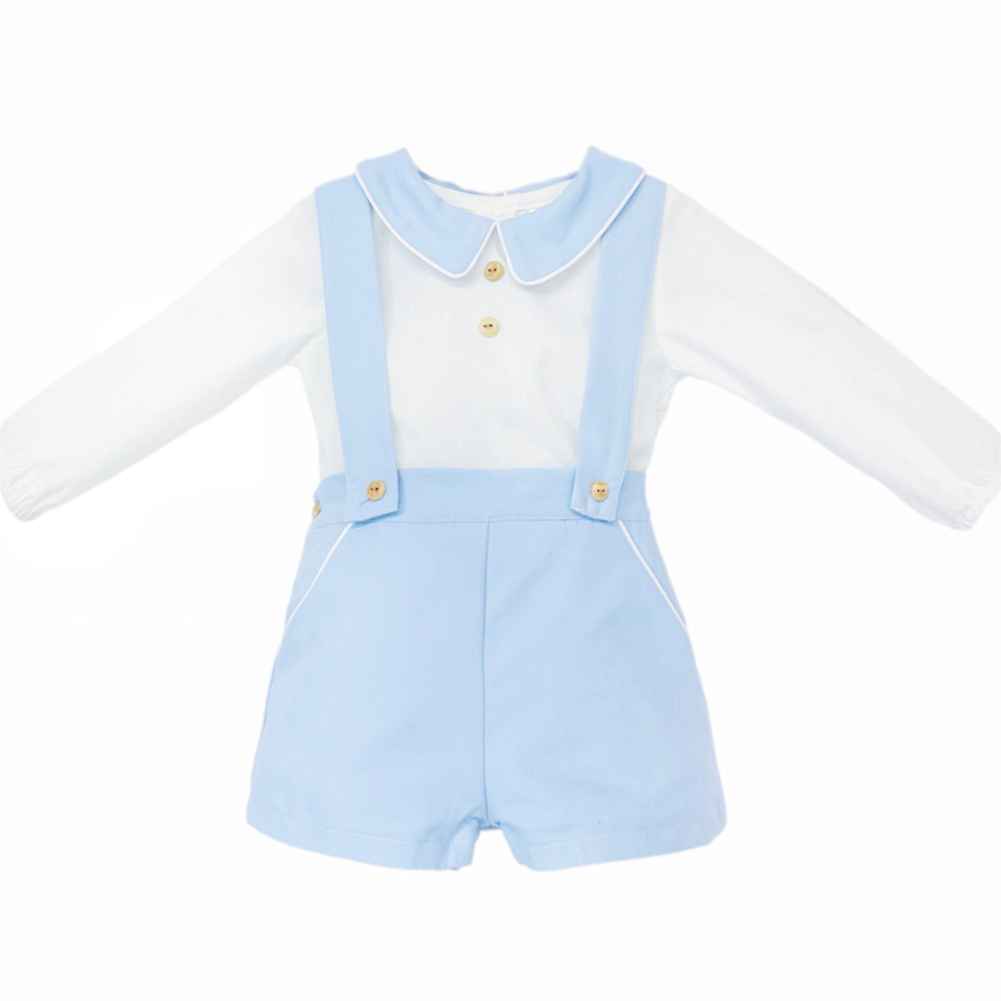 Baby Boy Blue Cozy Winter Cotton Brace Shorts with Shirt