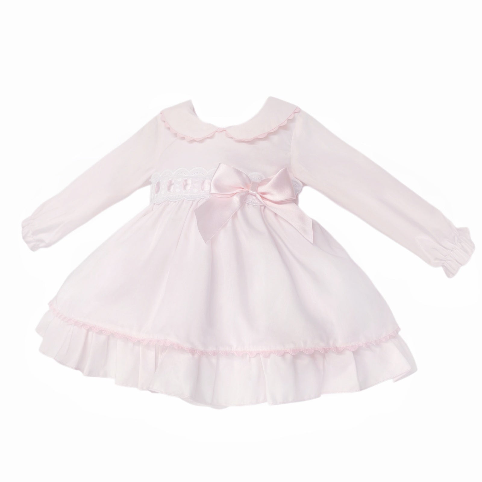 Baby Girls Pale Pink Lace Waist Dress and Pants Set, product photo alternate view