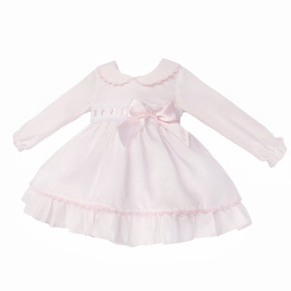 Baby Girls Pale Pink Lace Waist Dress and Pants Set, product photo alternate view