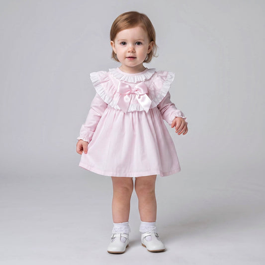 Baby Girls Pale Pink Layered Ruffle Dress and Pants
