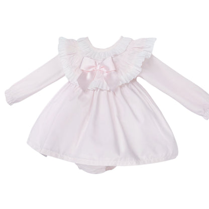 Baby Girls Pale Pink Layered Ruffle Dress and Pants, alternate view 1