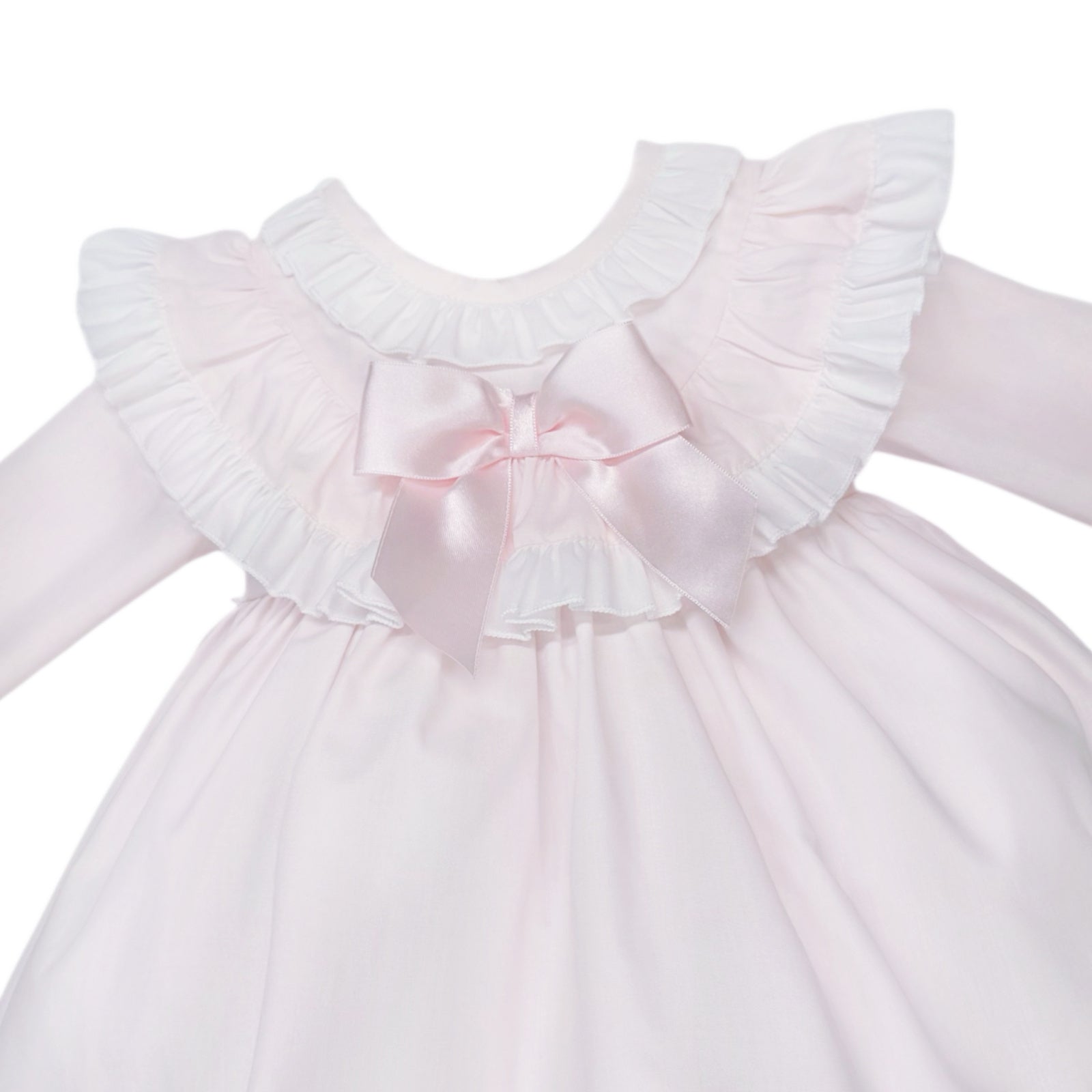 Baby Girls Pale Pink Layered Ruffle Dress and Pants, detail view
